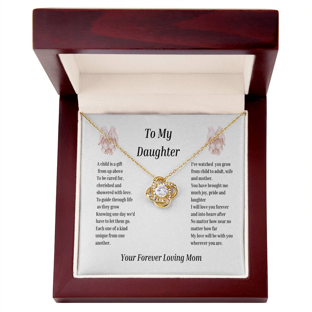 Love Knot Necklace Mom to Daughter, A Mother's Love is Forever